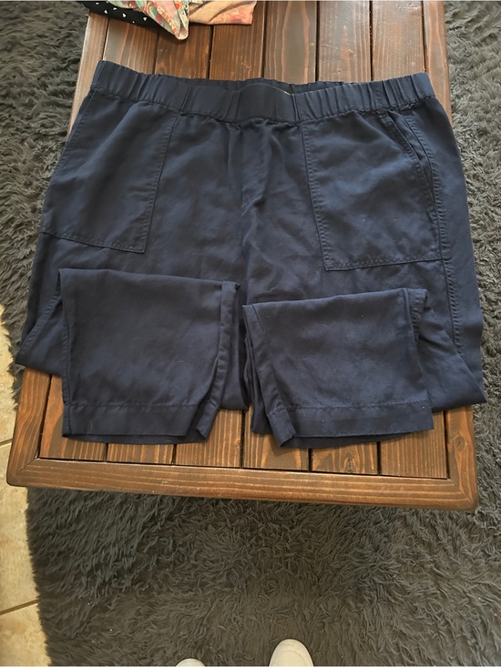 Banana Republic Pants - Banana Republic XXL Navy Blue Tapered Crop Pull On Linen Blend Pants EUC L47